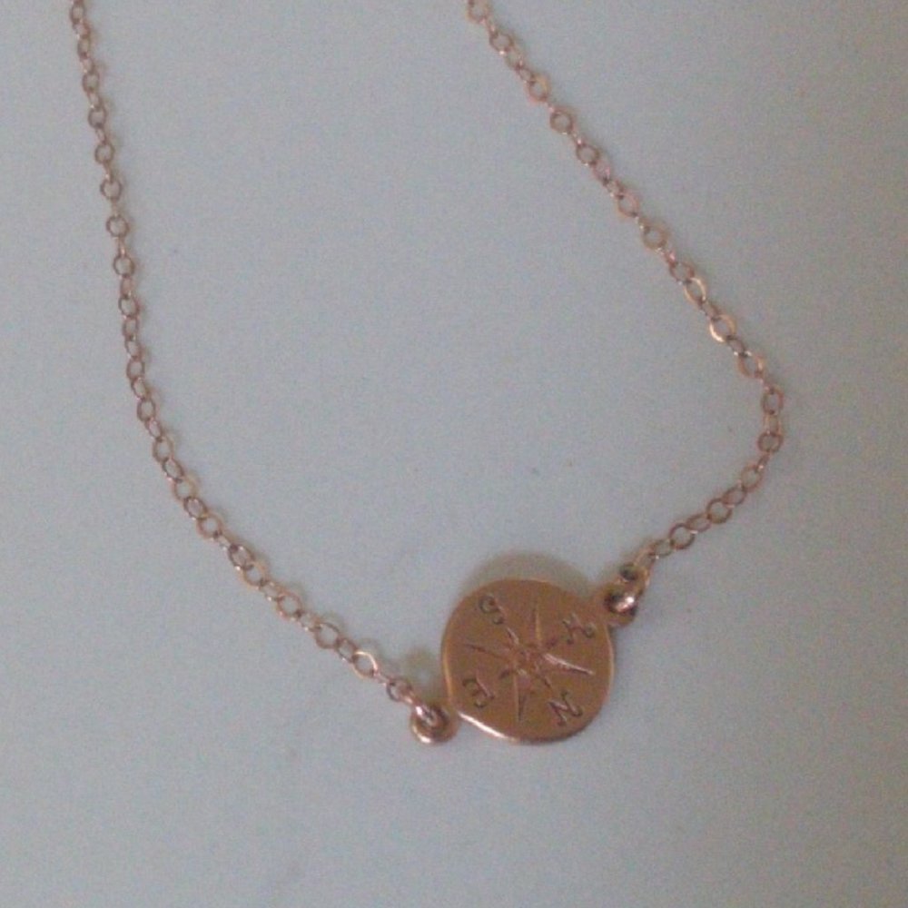 Rose gold compass necklace